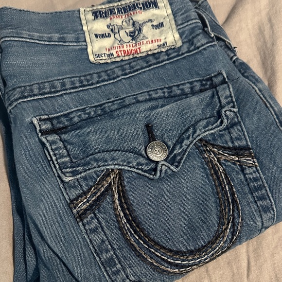 True Religion Women's Light Blue Straight Leg Jeans - Picture 1 of 8